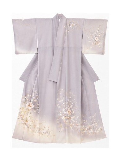 正絹 淡藤色 花柄の訪問着